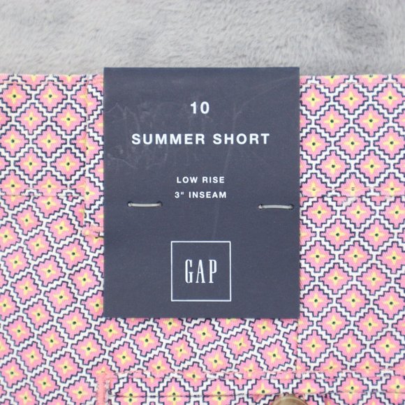 Gap Shorts Womens 10 Pink Flat Front Hot Pants Slash Pocket Button Zip Geometric - Picture 13 of 16